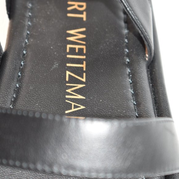 $550 Stuart Weitzman Gala Lift Leather Sandal GLADIATOR BLACK PLATFORM 8 (PA17) - Picture 6 of 12